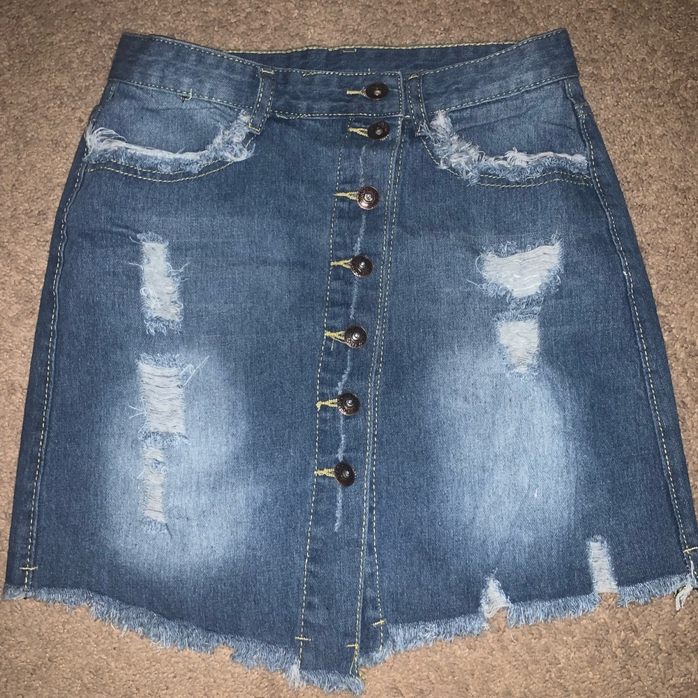 Jean Skirt high waisted button down
